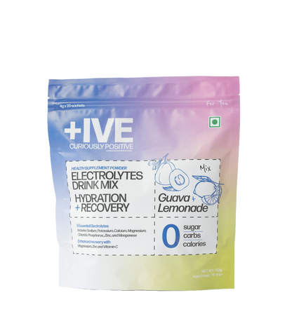 +IVE - Electrolytes Drink Mix - Assorted Flavour Pack (Lemonade + Guava) - 80gm (4g x 20 Sachet)