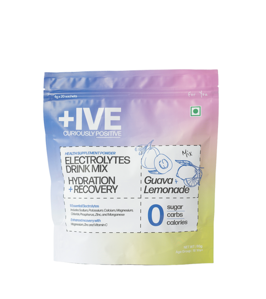 +IVE - Electrolytes Drink Mix - Assorted Flavour Pack (Lemonade + Guava) - 80gm (4g x 20 Sachet)