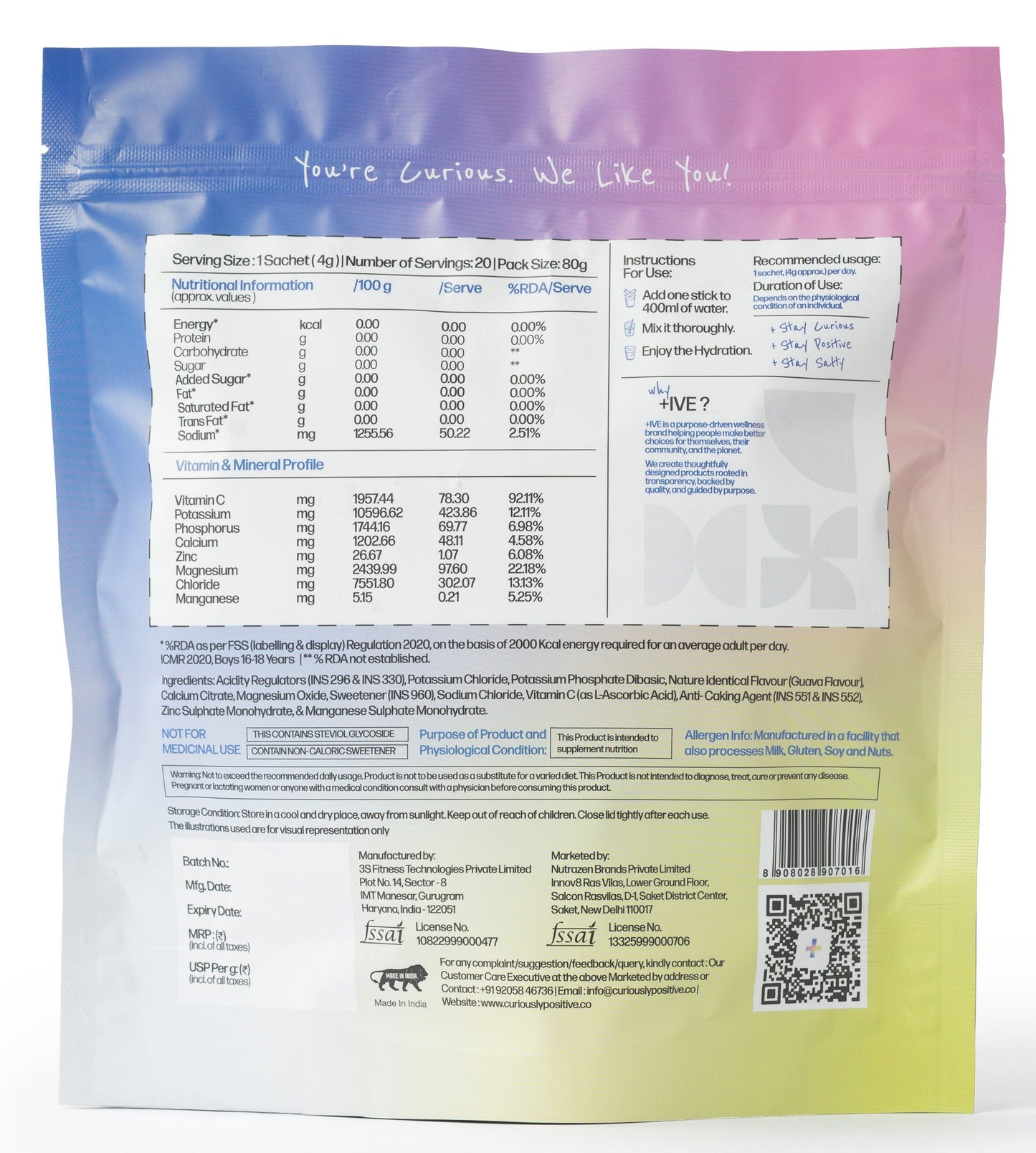 +IVE - Electrolytes Drink Mix - Guava Flavour Pack - 80gm (4g x 20 Sachet)