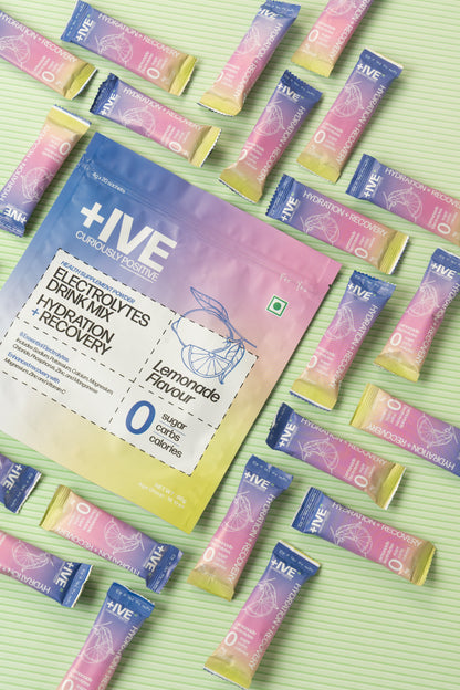 +IVE Electrolytes Drink Mix - Lemonade Flavour - Pack of 2 - 80gm + 80gm (4g x 40 Sachet)