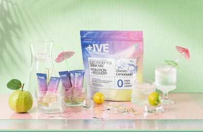 +IVE - Electrolytes Drink Mix - Assorted Flavour Pack (Lemonade + Guava) - 80gm (4g x 20 Sachet)