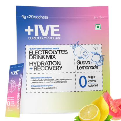 +IVE - Electrolytes Drink Mix - Assorted Flavour Pack (Lemonade + Guava) - 80gm (4g x 20 Sachet)