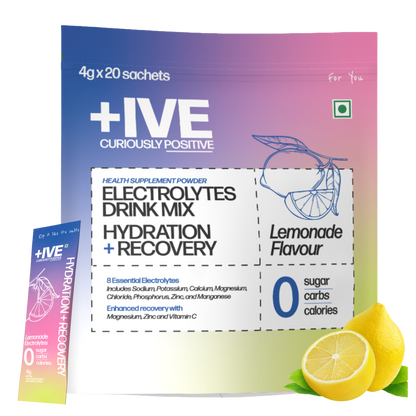 +IVE - Electrolytes Drink Mix - Lemonade Flavour Pack - 80gm (4g x 20 Sachet)