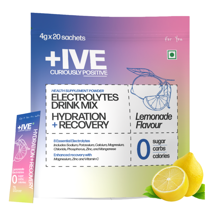 +IVE - Electrolytes Drink Mix - Lemonade Flavour Pack - 80gm (4g x 20 Sachet)